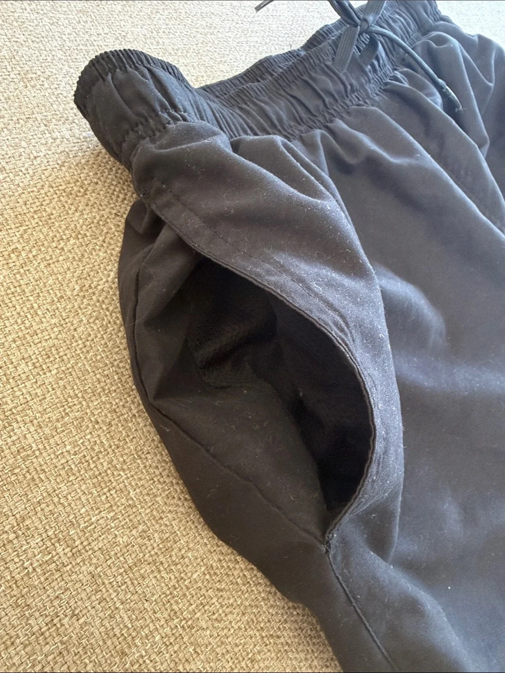 Nike Black Men’s Swim Trunks with White Swoosh - Size L